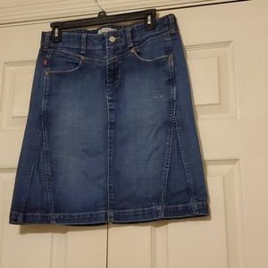 LEVI'S DISTRESSED BUTTON FLY MIDI SKIRT